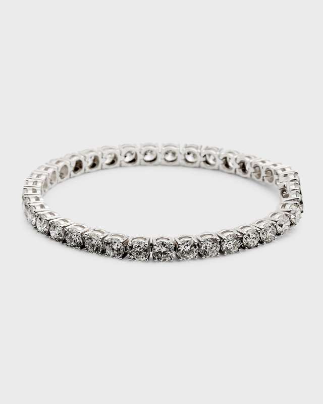 18K White Gold Round Diamond GH/SI Tennis Bracelet, 7"L